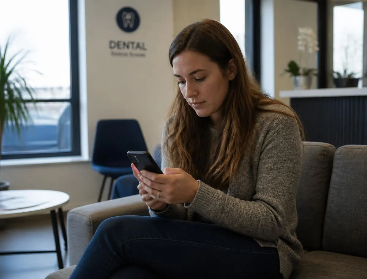 Email from dentist on laptop